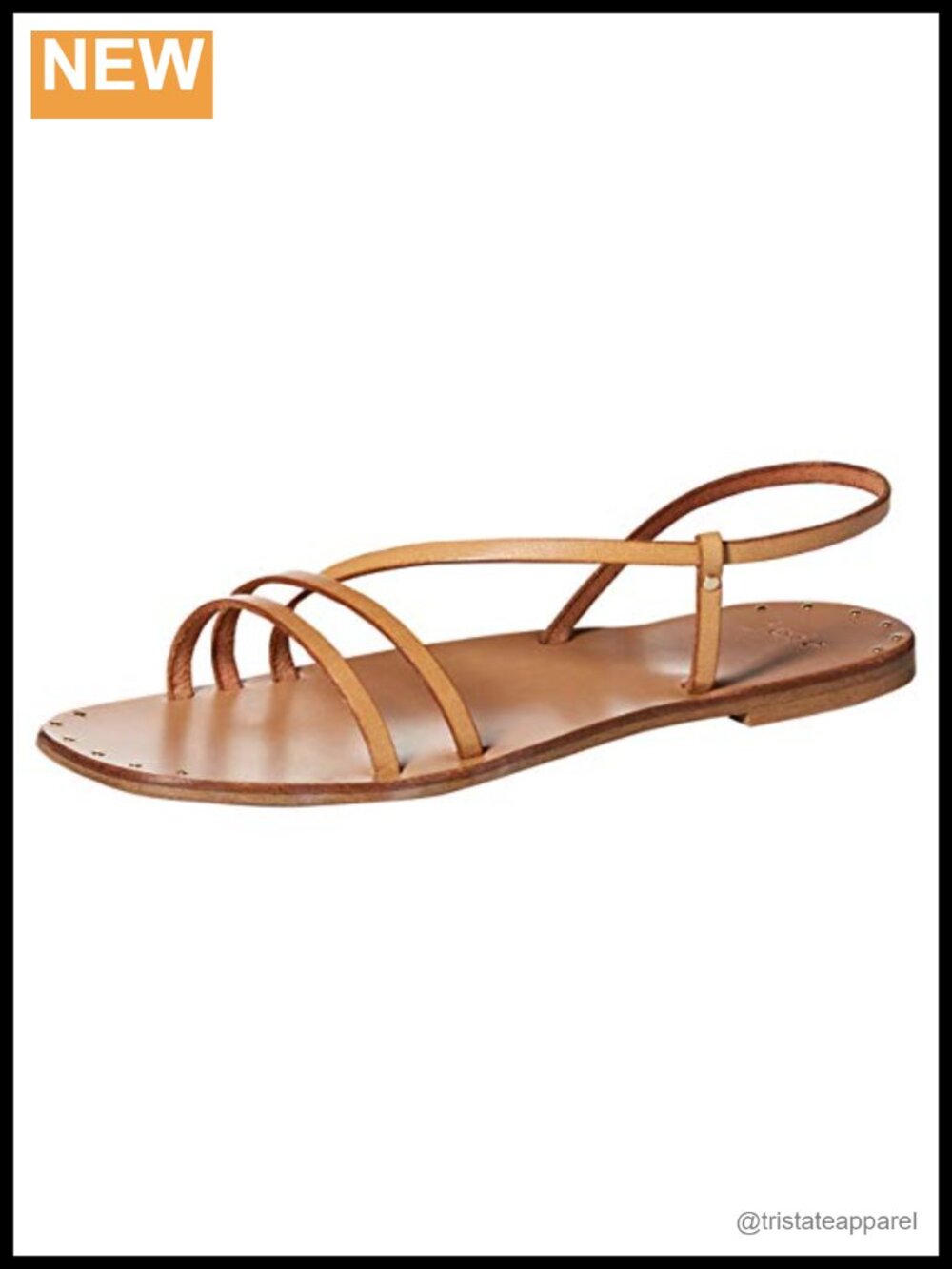 Leather Slingback Sandals Flat Lug Sole Open Toe Casual Outdoor